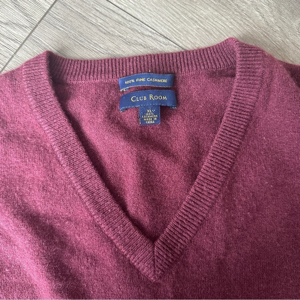 Club Room Cashmere Men's Burgundy Sweater size XL - Picture 5 of 8